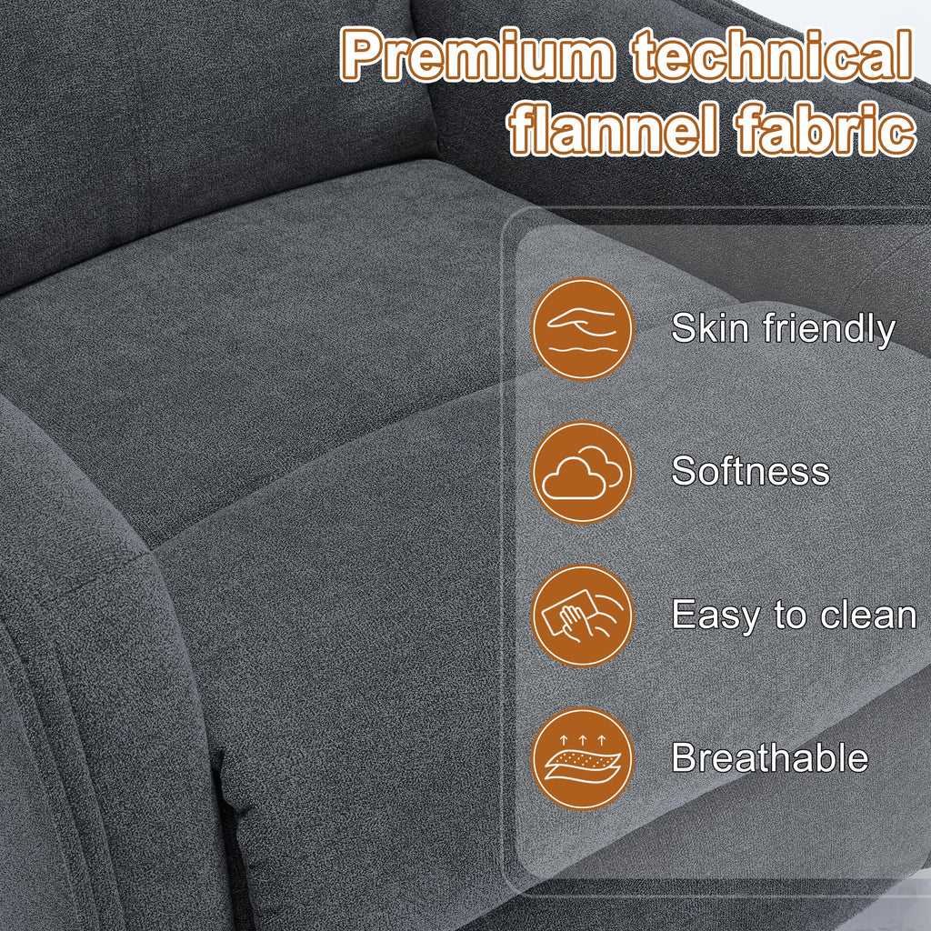 Dark Gray Swivel Rocker Recliner Chair with Vibration Massage and Heat G576